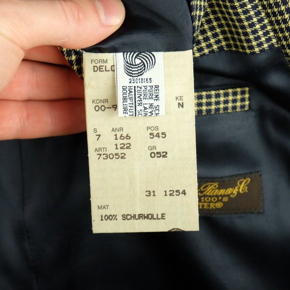 Hugo Boss Mens Blazer Jacket 44L Tall Black Yellow Loro Piana Super 100s Check - Picture 13 of 15